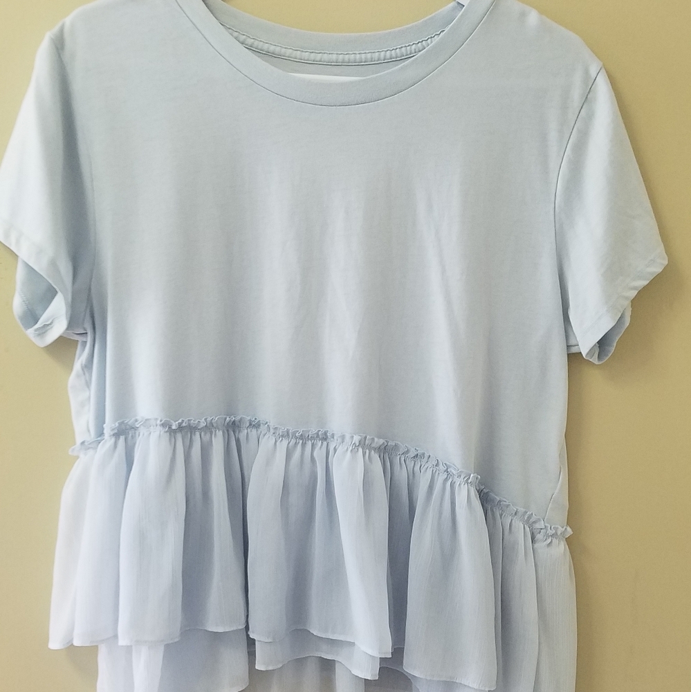 Abercrombie light blue ruffled t-shirt